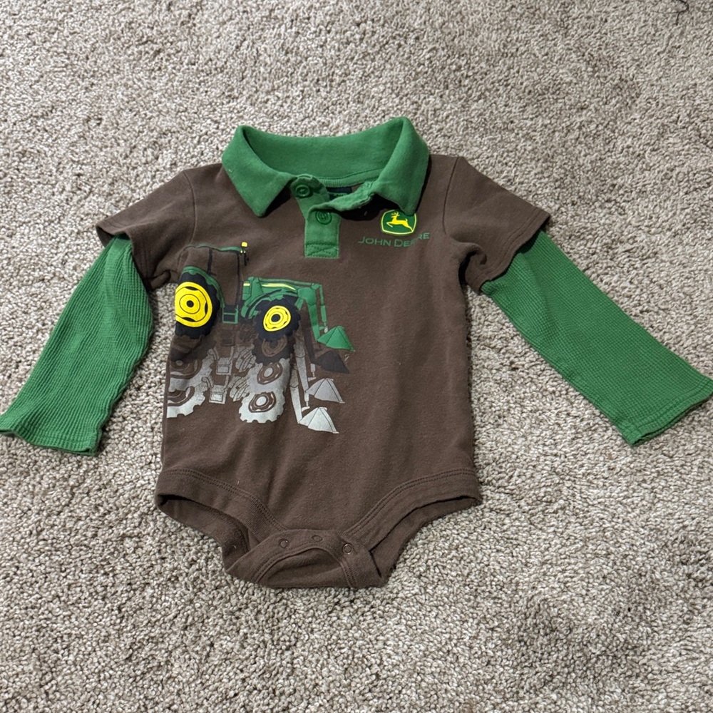 John Deere Green and Brown Tractor Bodysuit